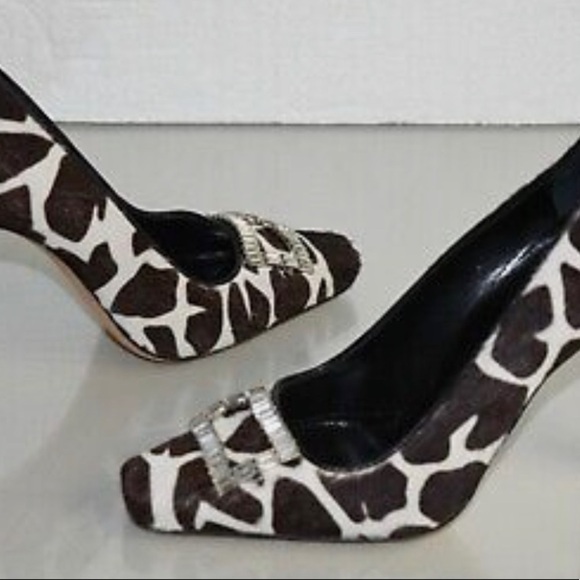 Manolo Blahnik ASTOCHA Pony Pumps Brown Black CRYSTAL Buckle Shoes **HOST PICK** - Picture 10 of 10